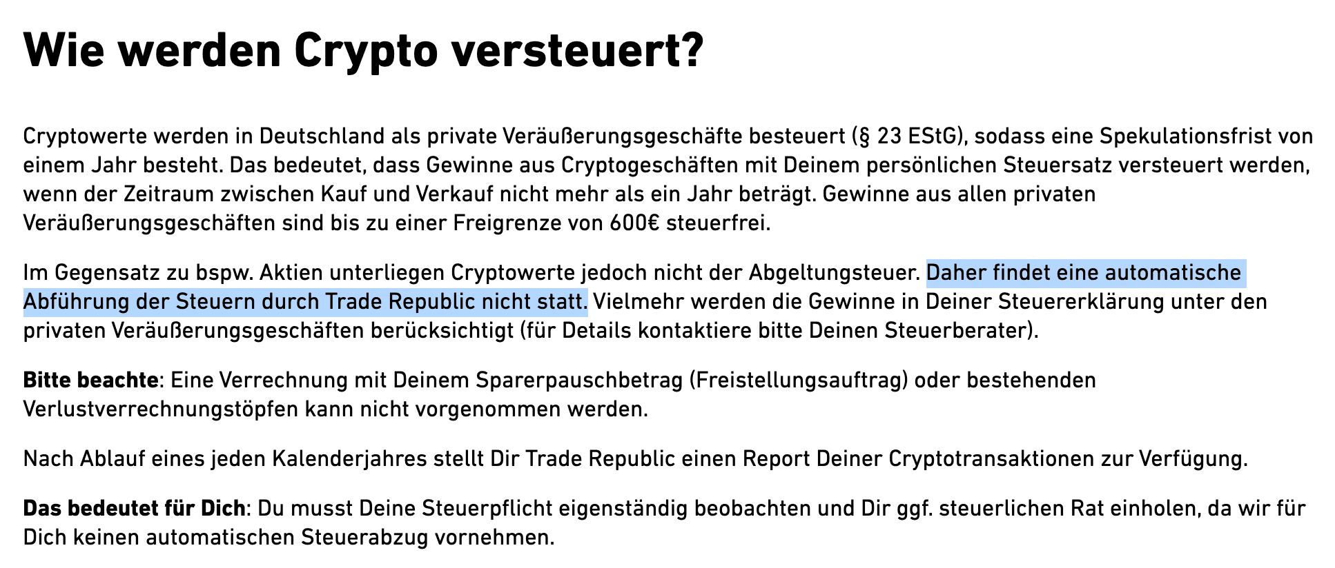 Trade Republic Crypto NoGo für HODLer [Analyse 2023]